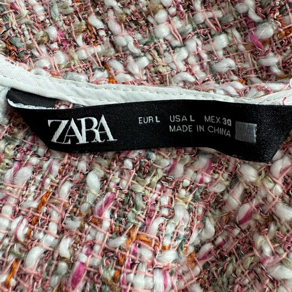 Zara Pink Tweed Crop Top Women's Large Fringe NWOT - Picture 10 of 12